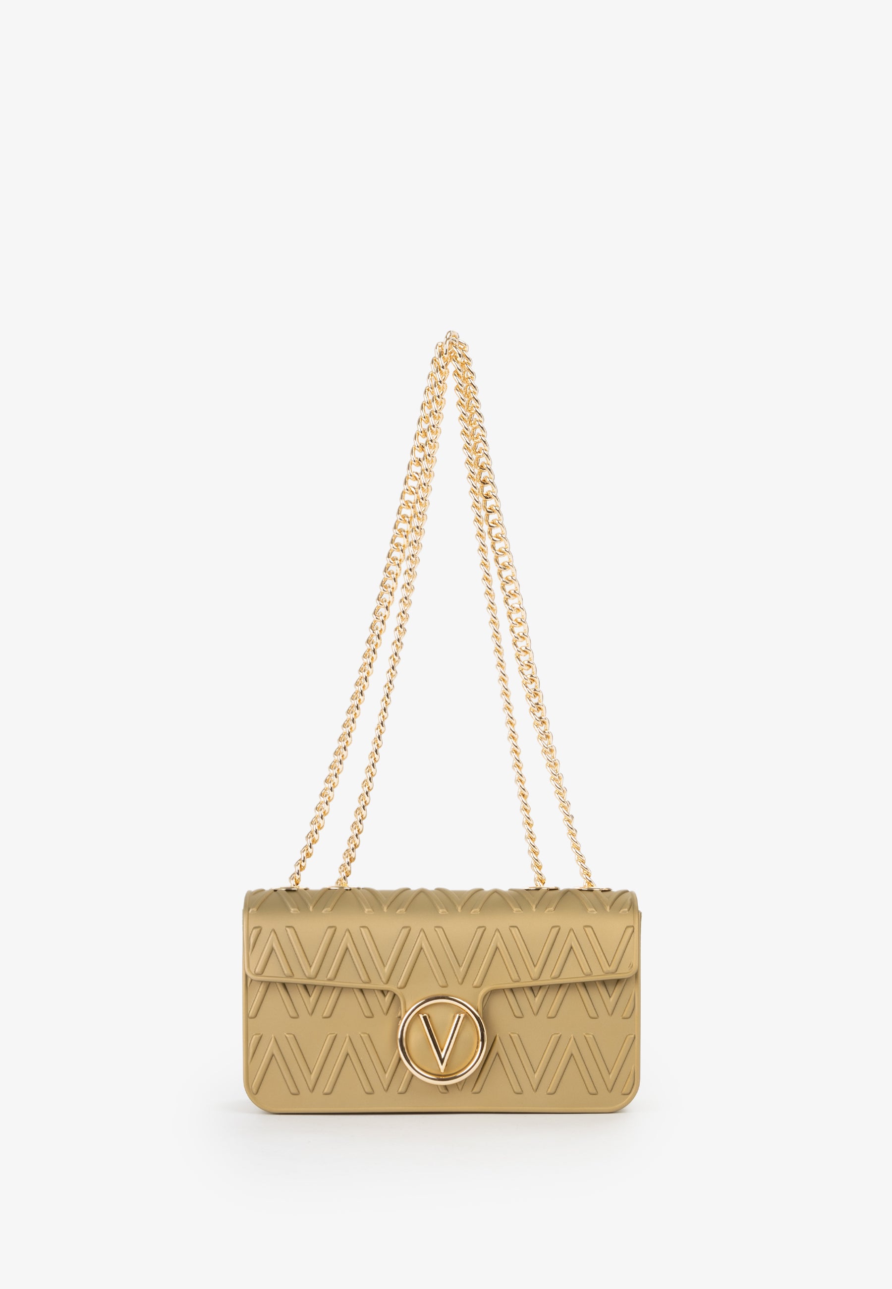 Borsa a spalla Mario Valentino con catena dorata e logo frontale iconico Oro TU | Giò Fashion