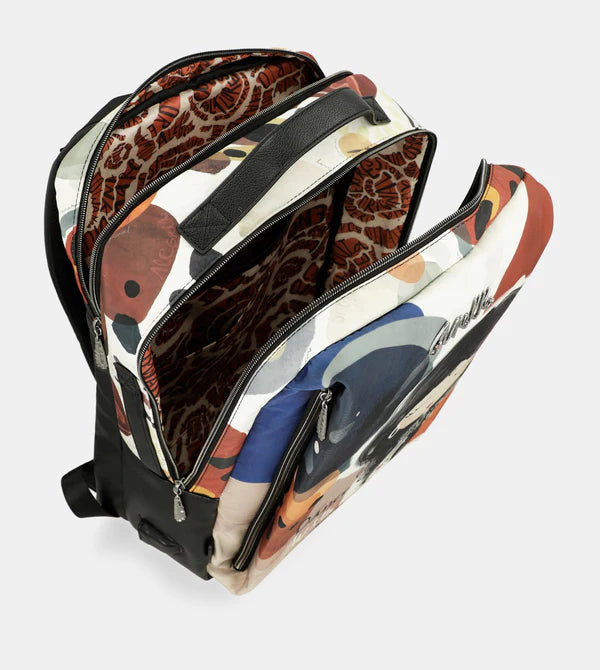 Zaino Anekke capiente con stampa artistica e design ergonomico Rosso TU | Giò Fashion