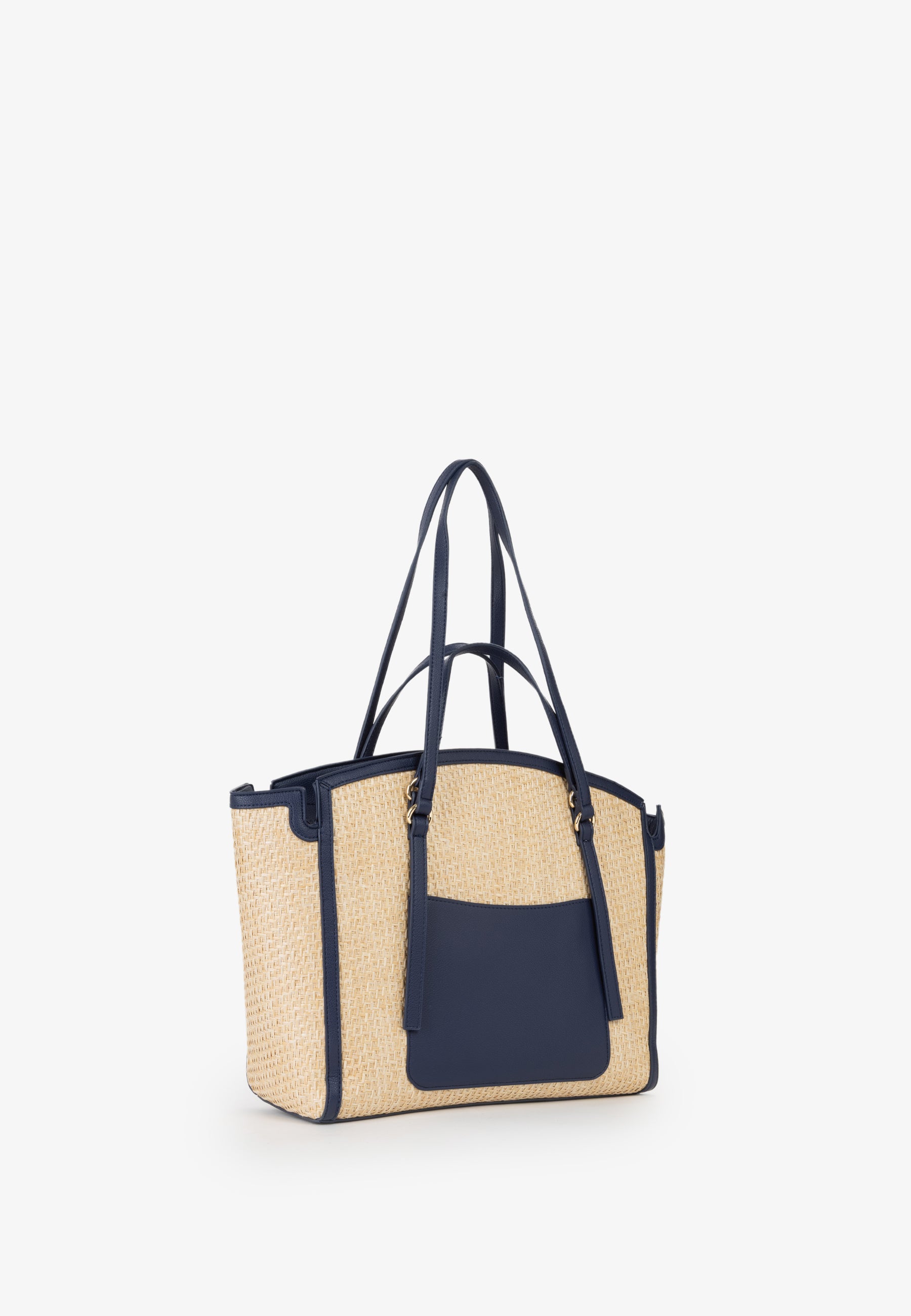 Borsa shopping donna Mario Valentino effetto rafia con doppi manici e profili a contrasto Blu TU | Giò Fashion