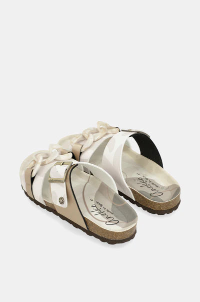 Ciabatte donna Anekke con fibbia regolabile e dettaglio catena Beige 41 | Giò Fashion