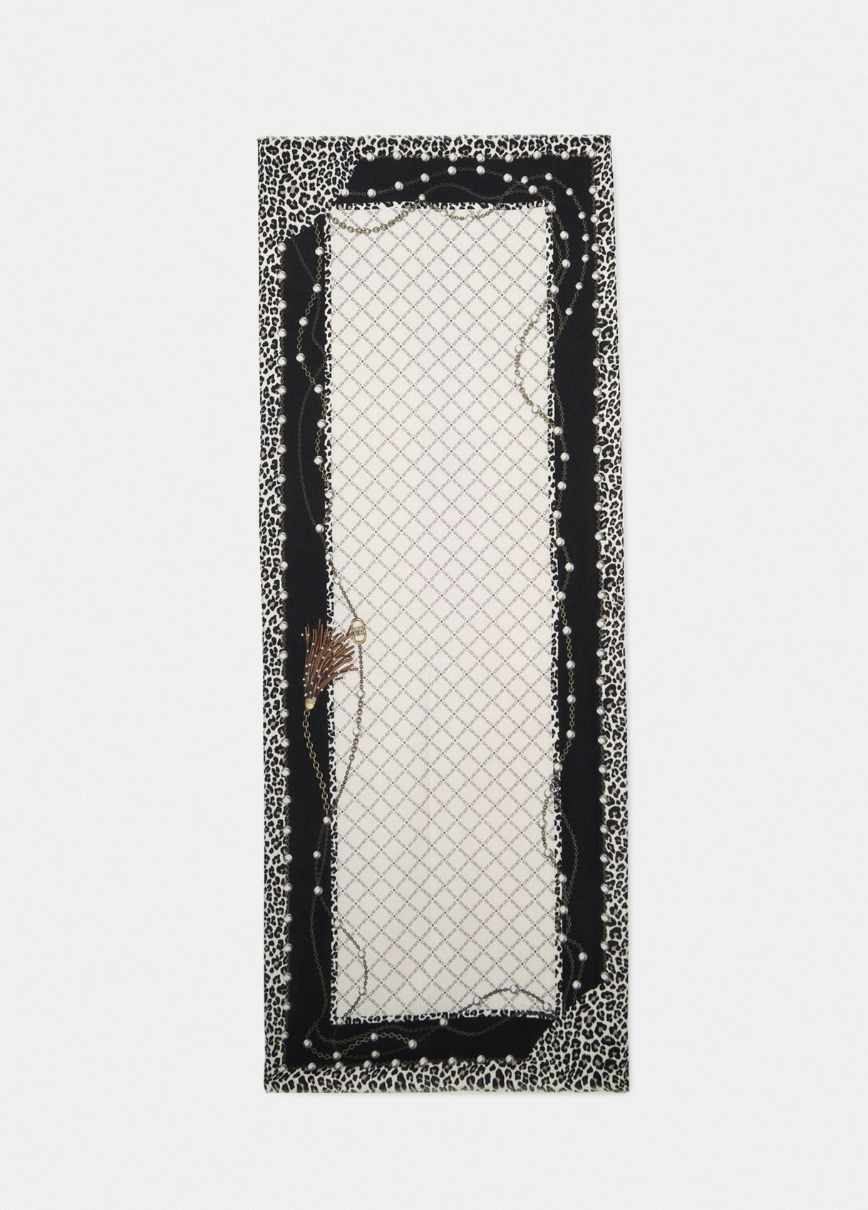 Liu Jo foulard rettangolare con stampa animalier e catene