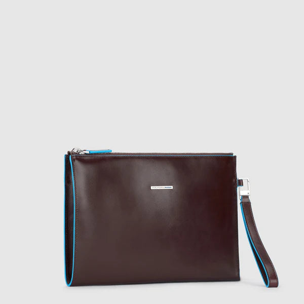Piquadro pochette da uomo piatta con zip e laccio da polso in pelle MOGANO TU | Giò Fashion