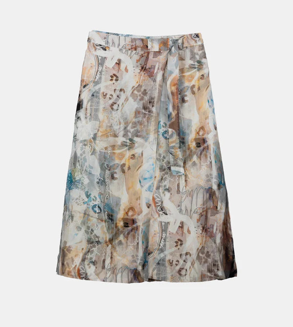 Gonna midi Anekke con stampa artistica e cintura Blu S/M | Giò Fashion