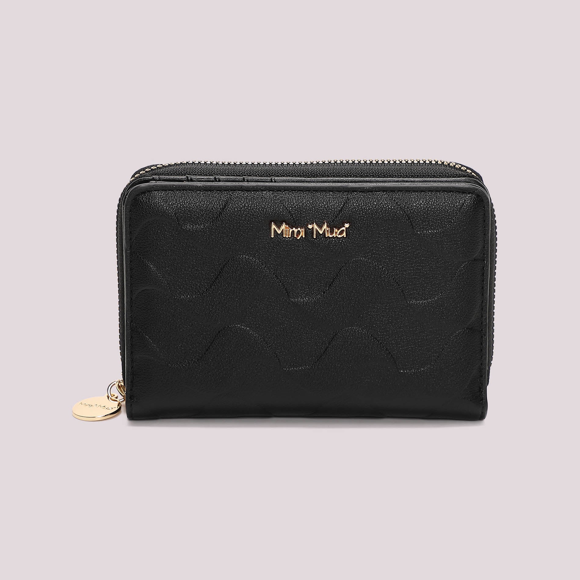 Portafoglio donna Mimi Mua compatto zip around con motivo trapuntato elegante Nero TU | Giò Fashion