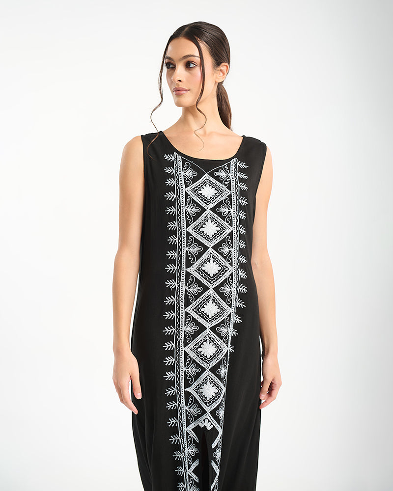 Ble Resort Collection Abito Lungo Senza Maniche con Ricamo