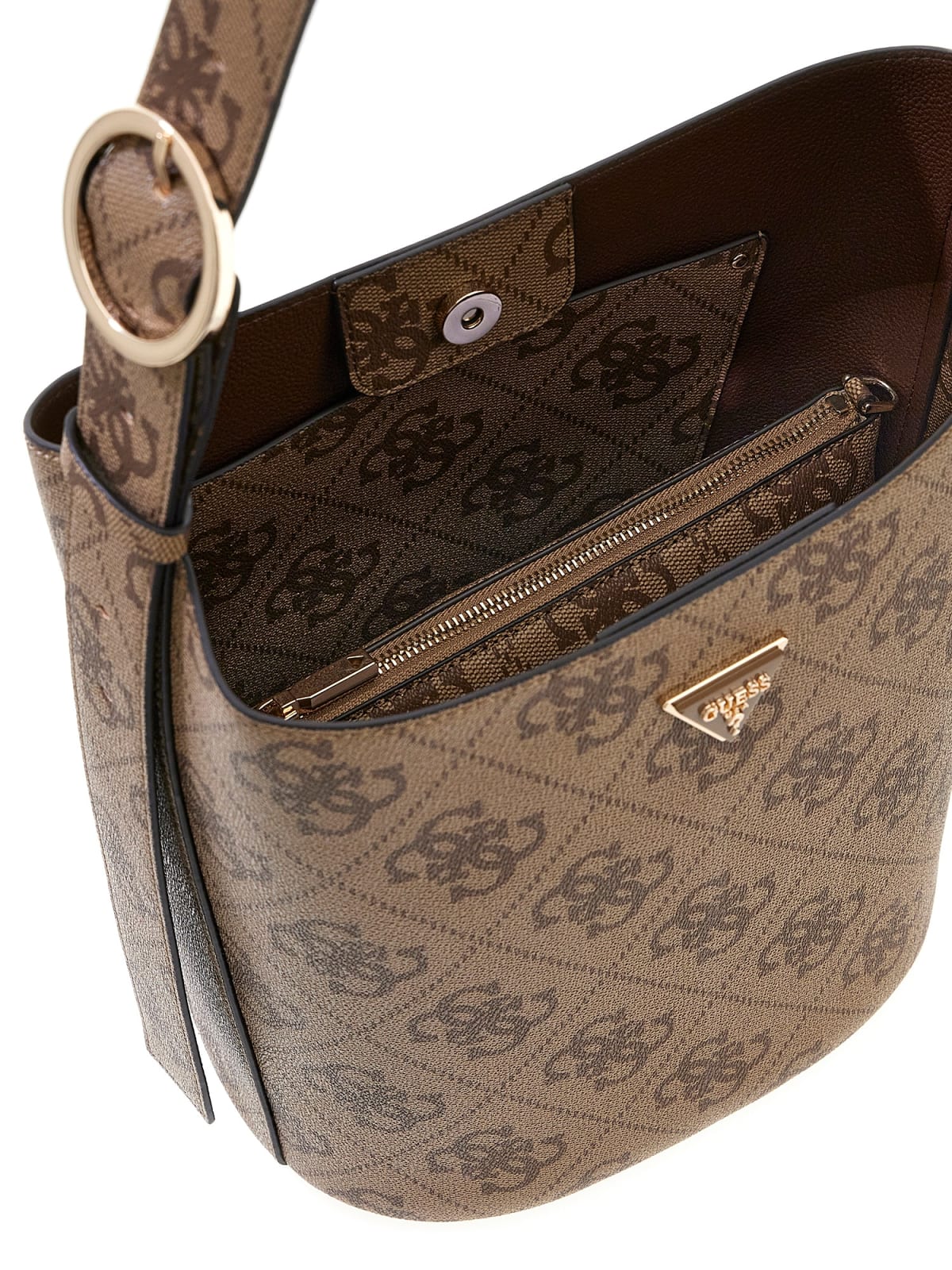 Borsa a spalla Guess donna logo all over con tracolla regolabile LATTE LOGO TU | Giò Fashion