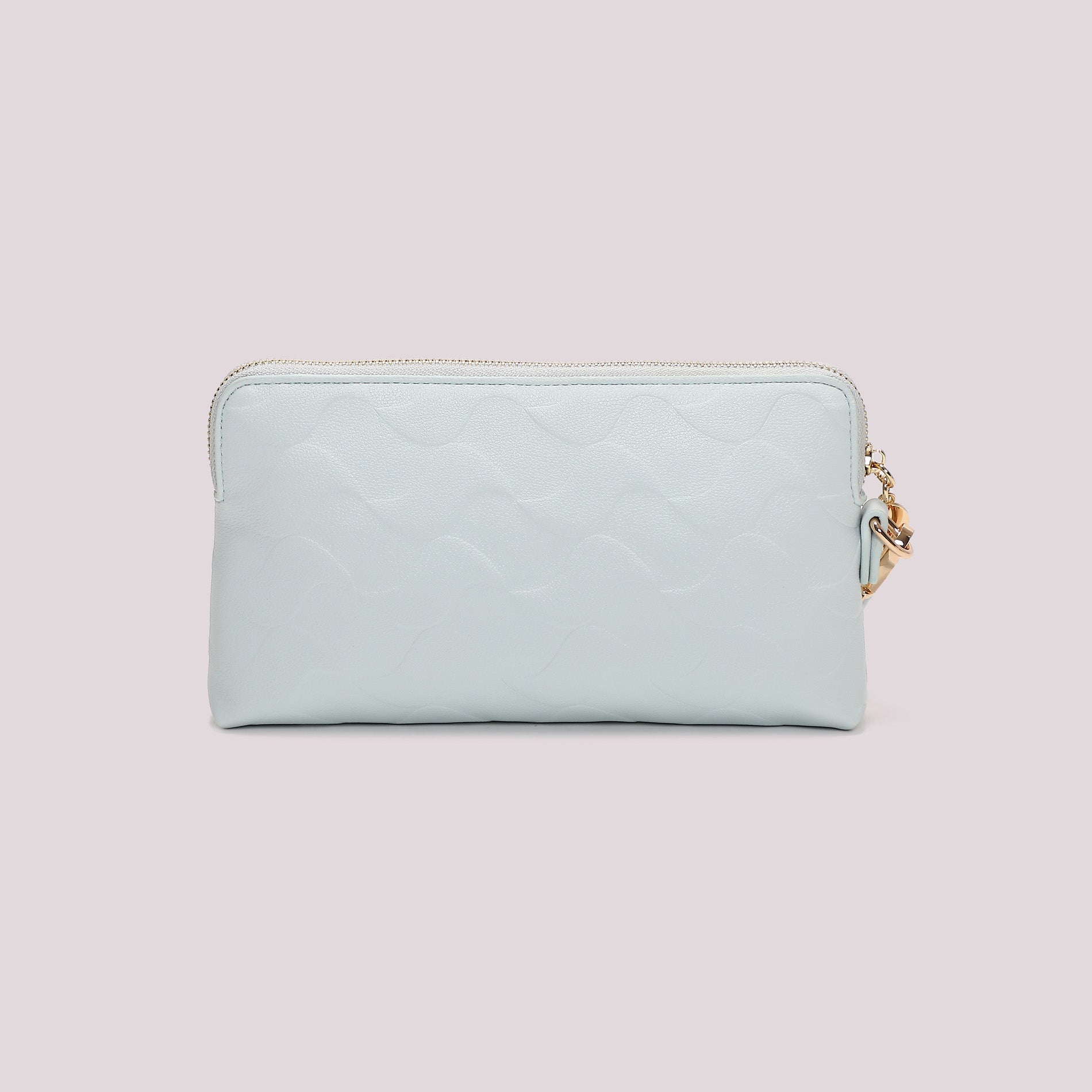 Portafoglio donna Mimi Mua con zip e laccetto da polso design moderno CELESTE TU | Giò Fashion