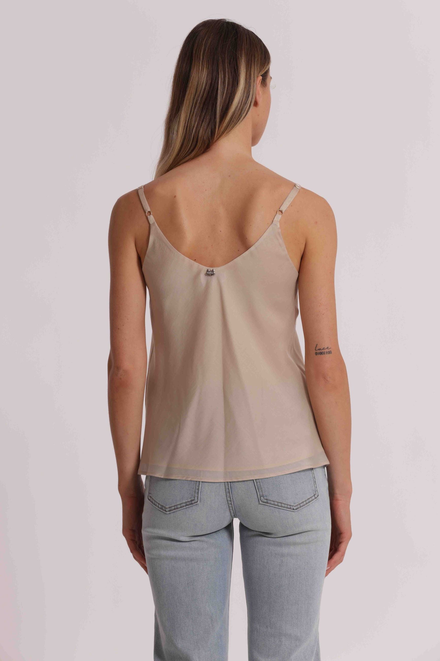Mimi Mua top donna fluido con spalline sottili elegante ROCCIA S | Giò Fashion