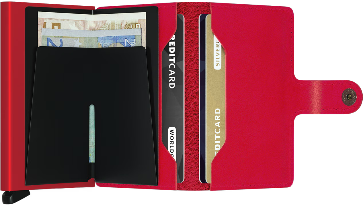 Portafoglio Secrid Miniwallet in pelle con protezione RFID e chiusura a bottone