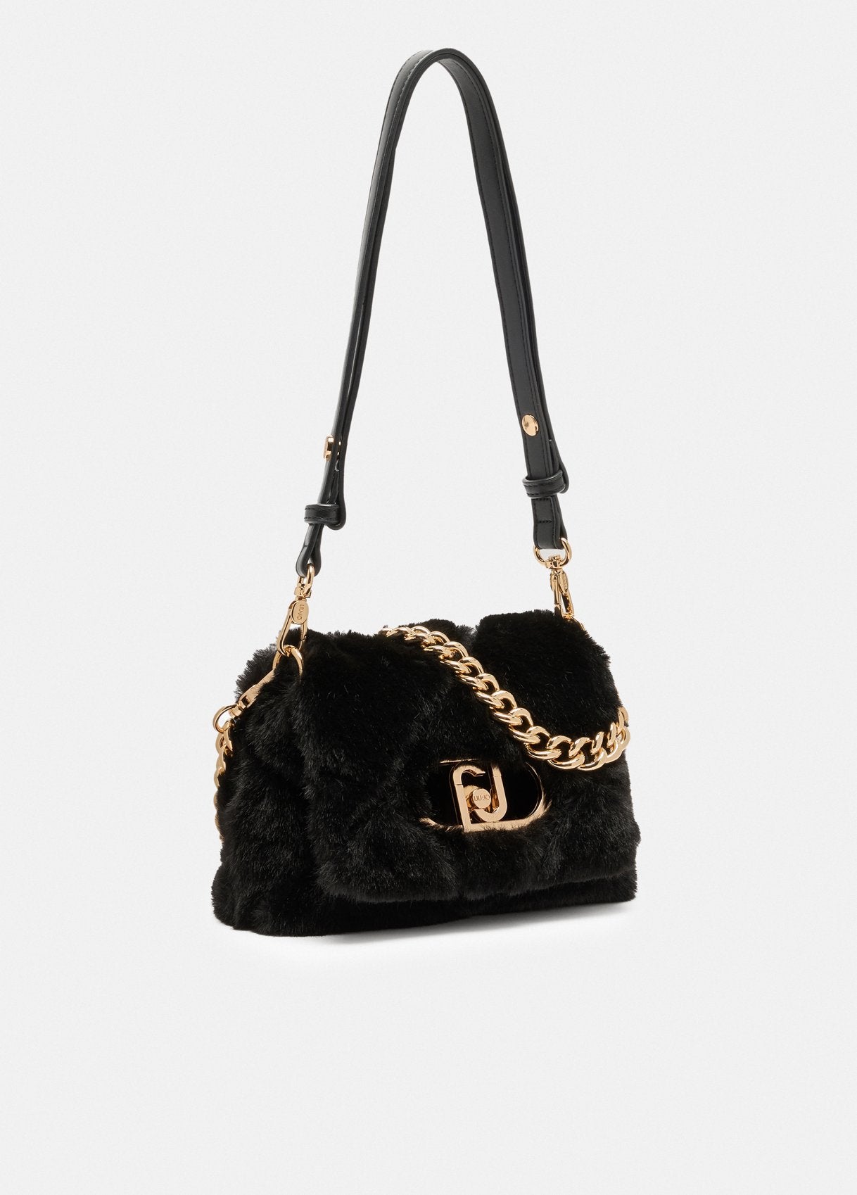 Borsa Liu Jo Puffy effetto pelliccia trapuntata con catena dorata Nero TU | Giò Fashion