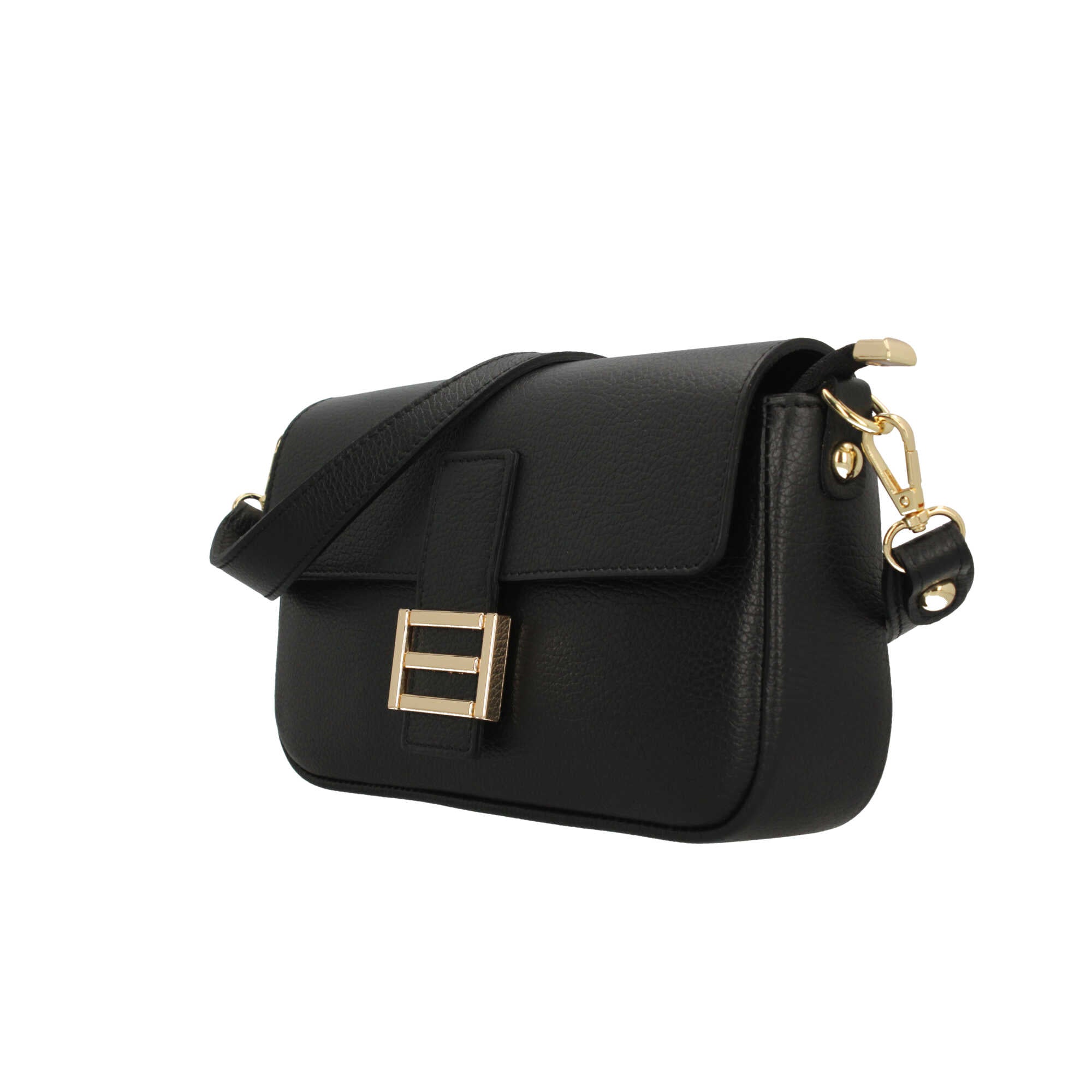 Borsa a tracolla in vera pelle martellata Made in Italy Nero TU | Giò Fashion