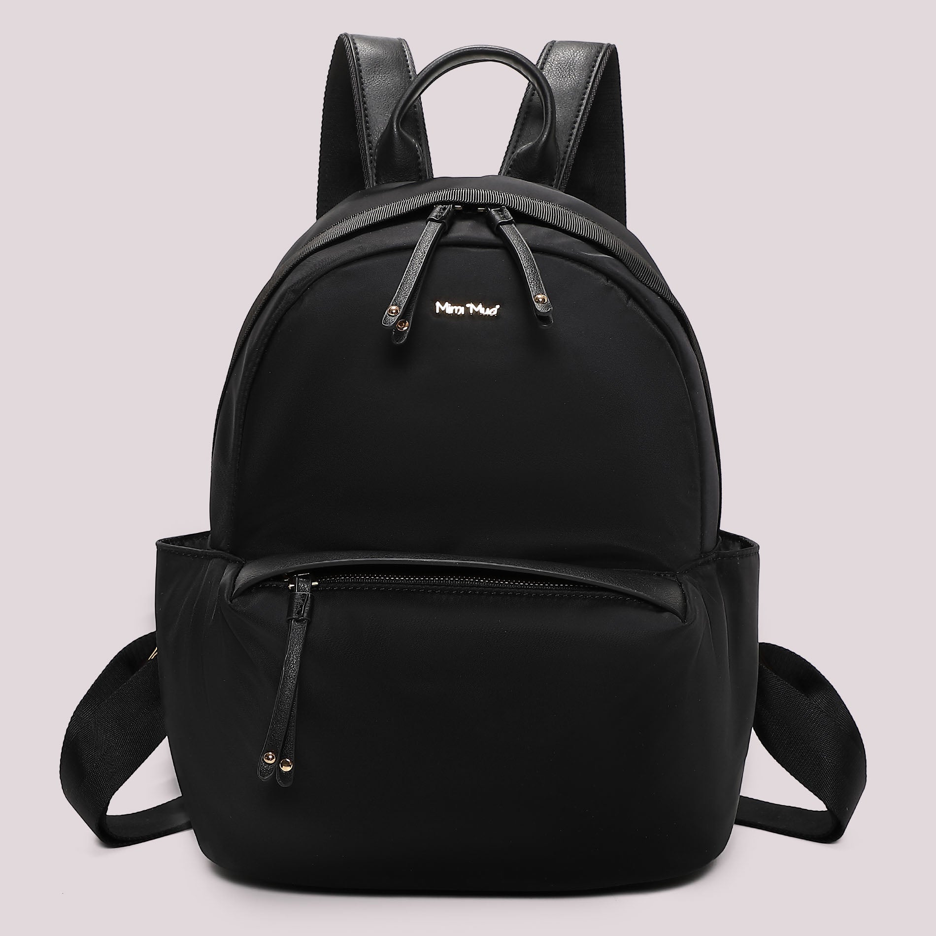 Zaino donna Mimi Mua elegante con tasca frontale e chiusura zip Nero TU | Giò Fashion