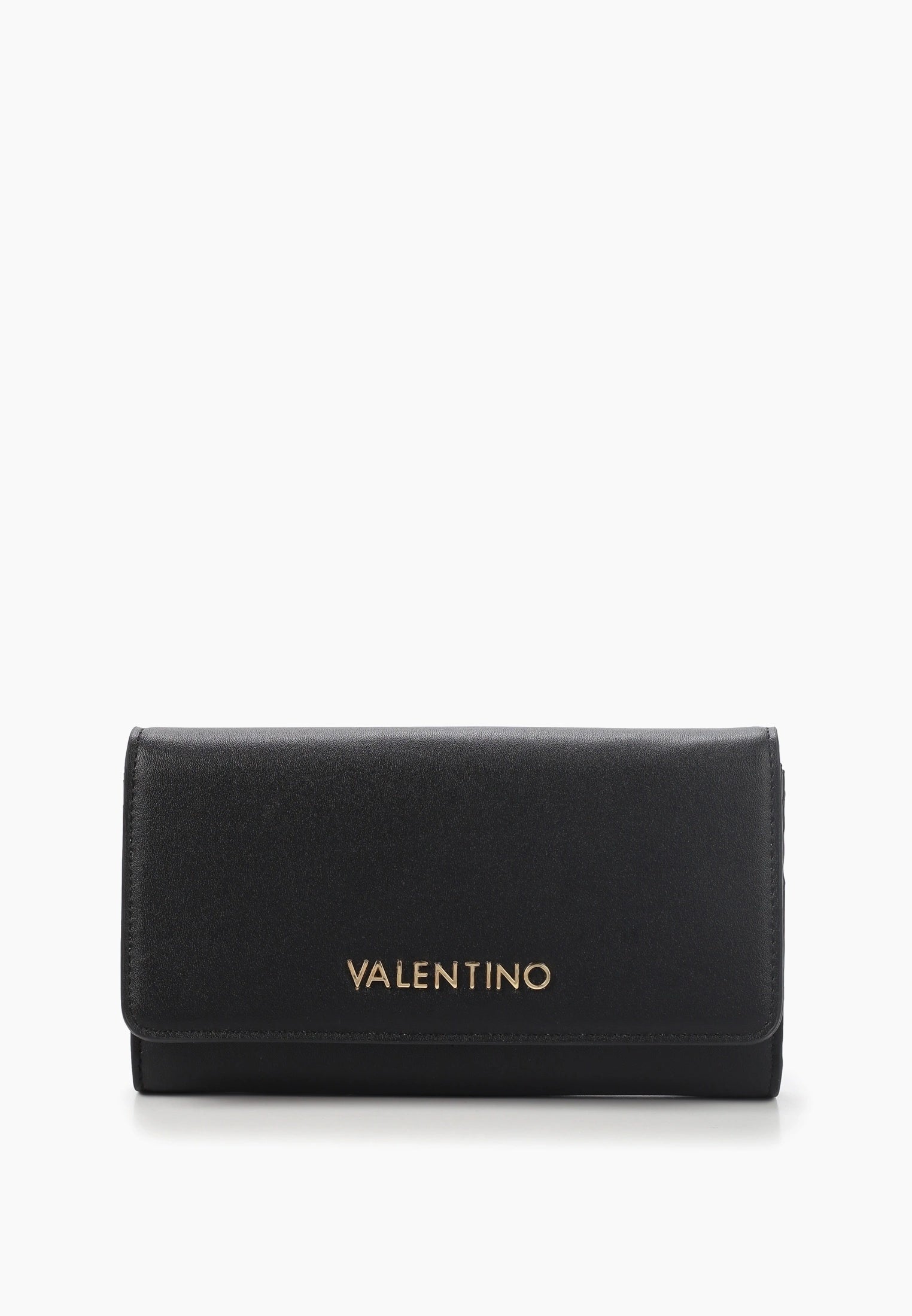 Valentino portafoglio donna elegante con chiusura a patta e logo frontale NERO TU | Giò Fashion