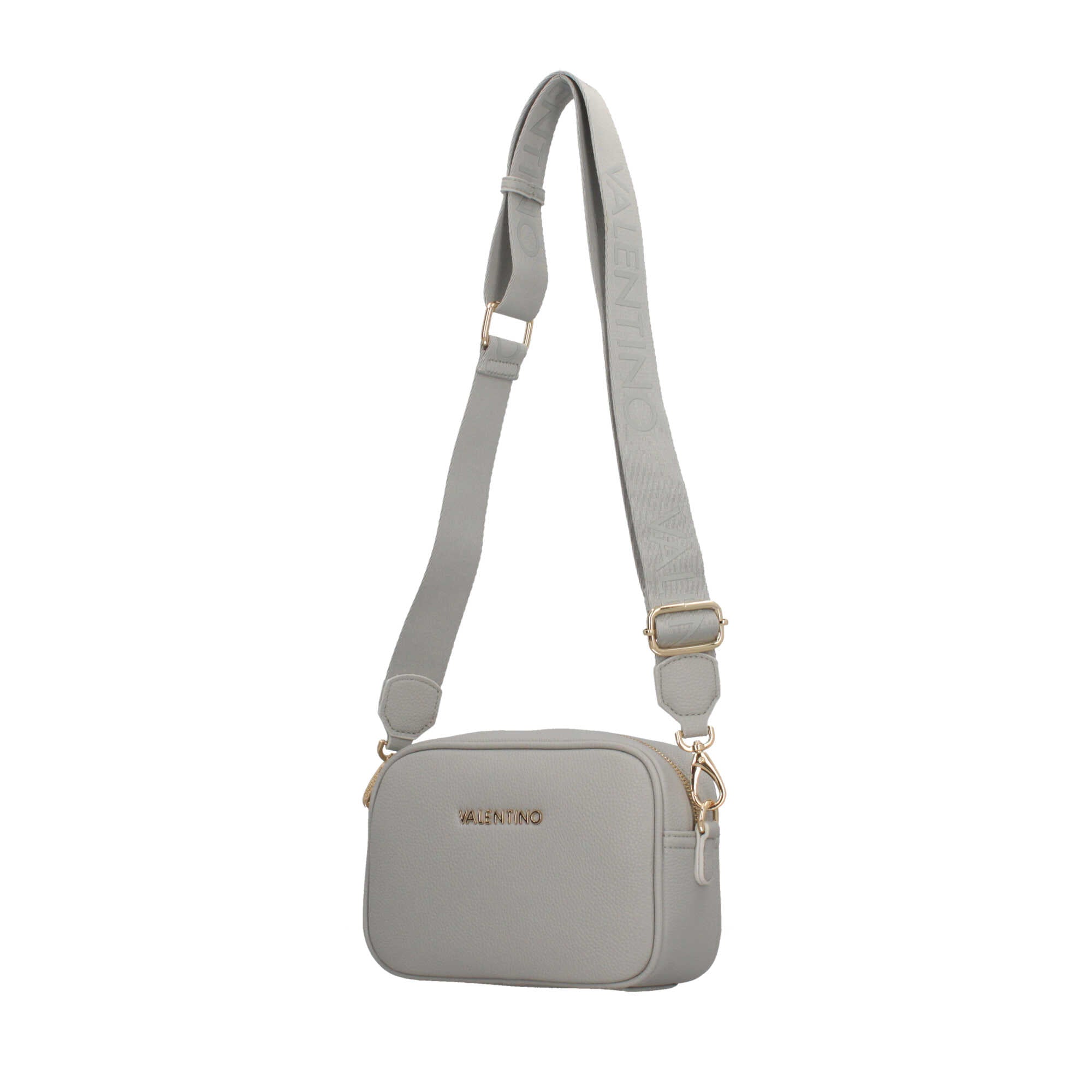 Borsa a tracolla Valentino con logo frontale e design compatto Argento TU | Giò Fashion