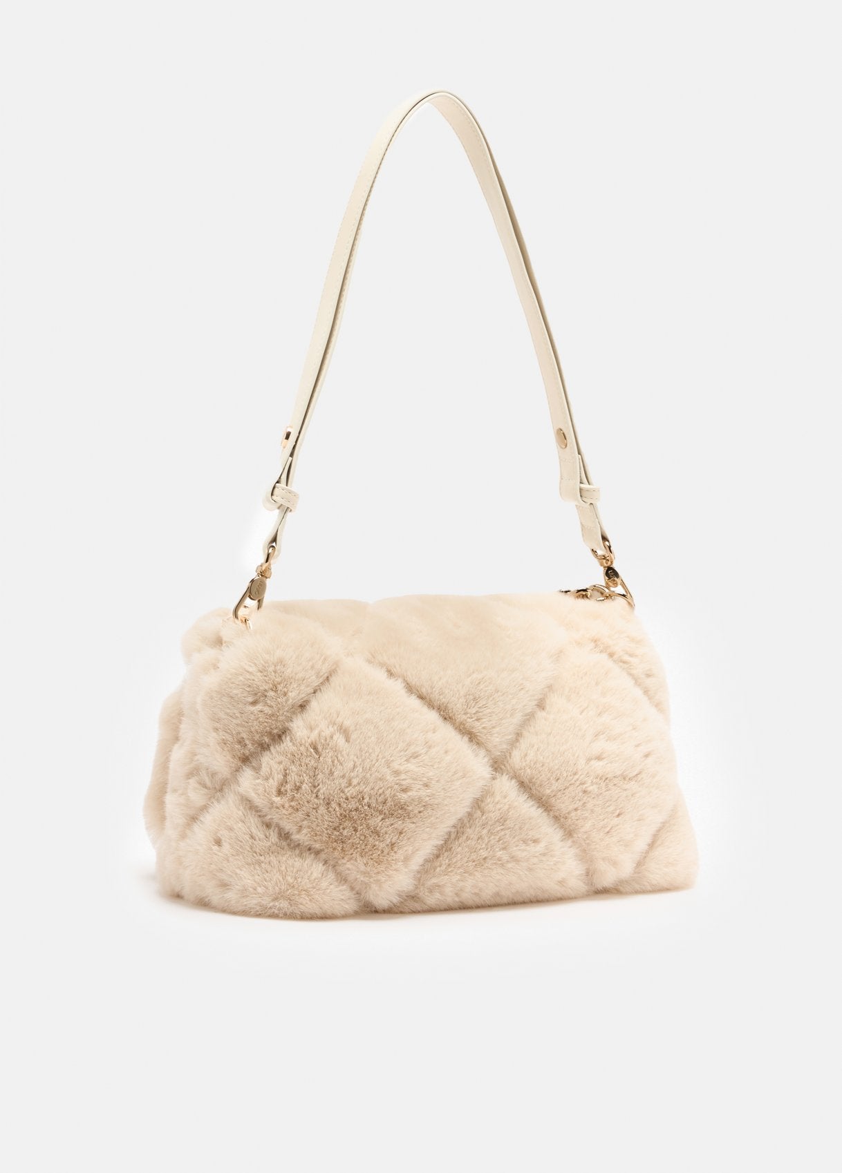 Borsa Liu Jo Puffy effetto pelliccia trapuntata con catena dorata Beige TU | Giò Fashion