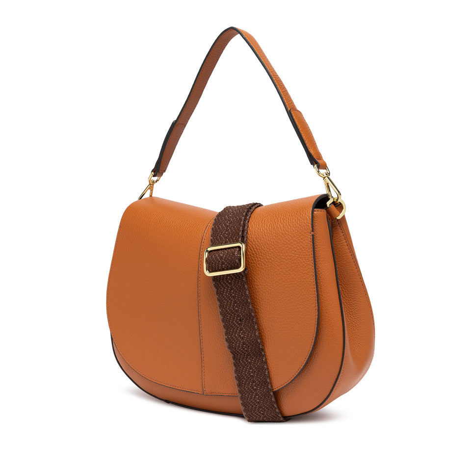 Borsa a spalla Gianni Chiarini Helena Round in pelle con doppia portabilità CUOIO TU | Giò Fashion
