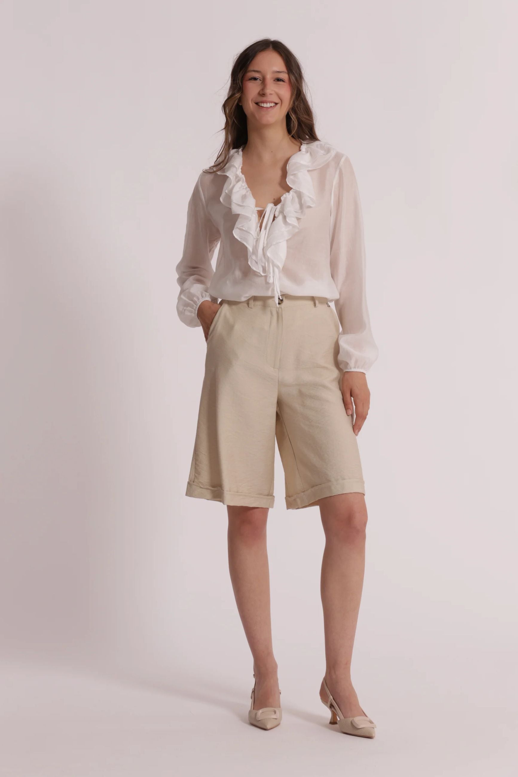 Mimi Mua bermuda donna eleganti a vita alta con tasche