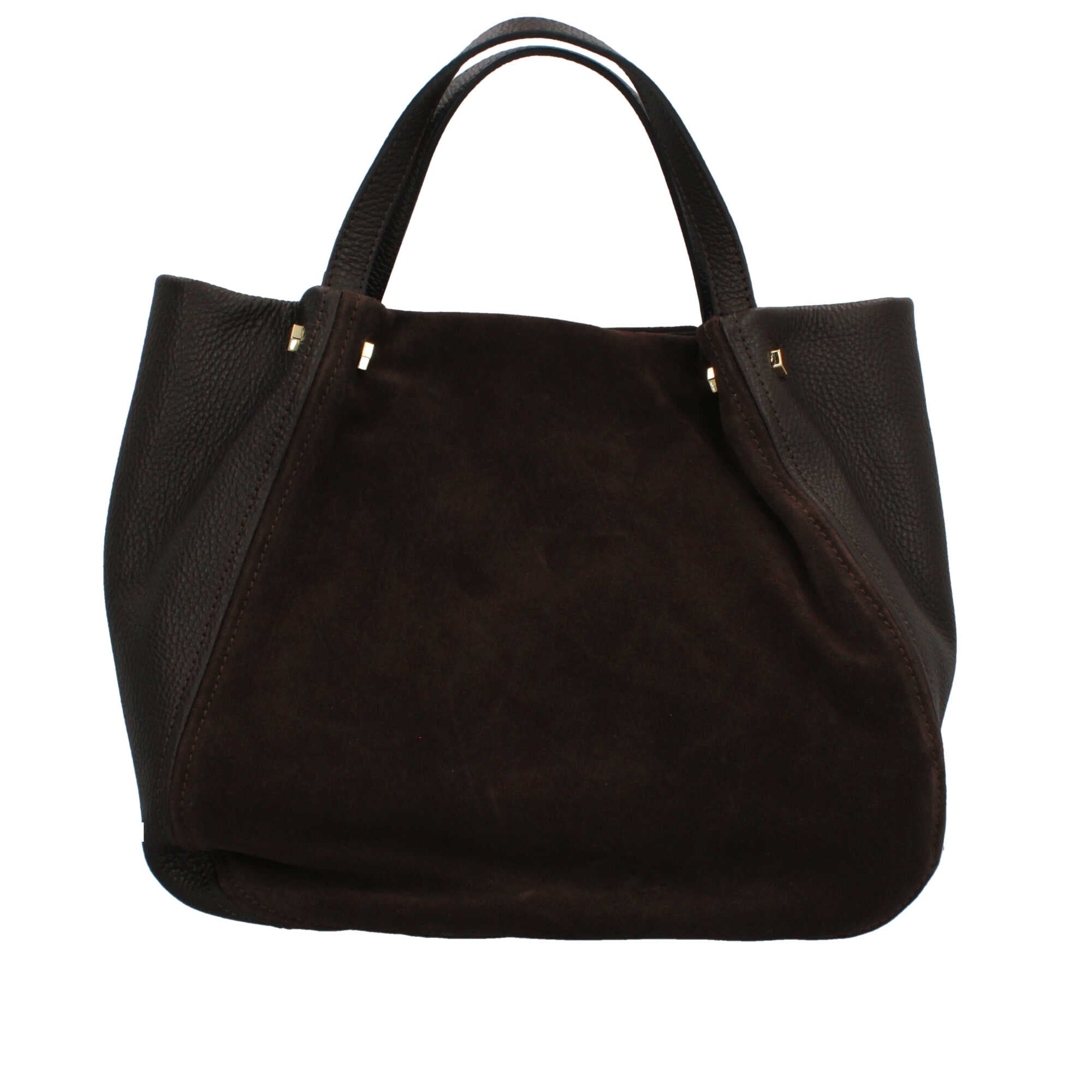 Borsa a mano Made in Italy in pelle e suede con tracolla rimovibile Marrone TU | Giò Fashion