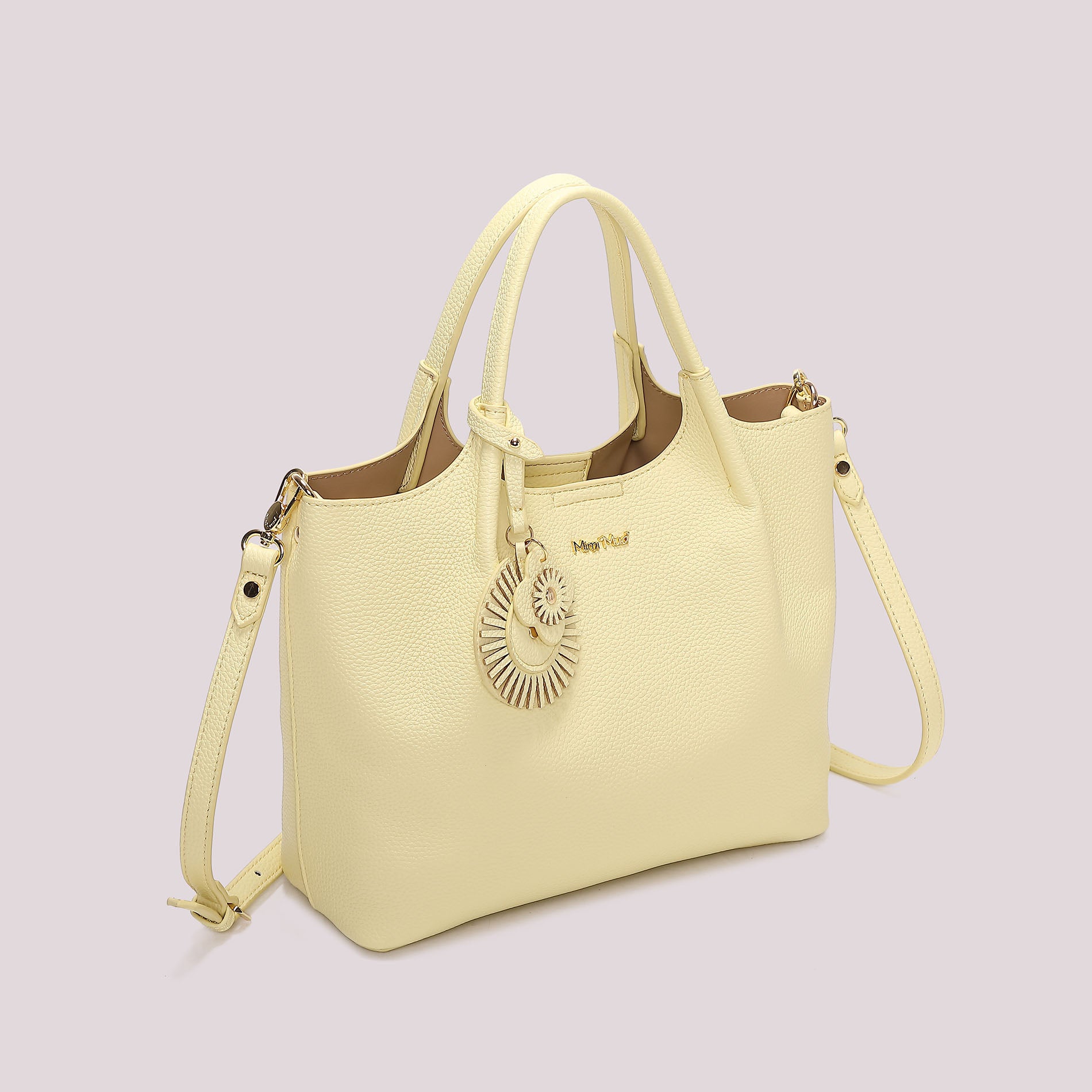 Mimi Mua borsa a mano elegante con charm decorativo e tracolla Giallo TU | Giò Fashion