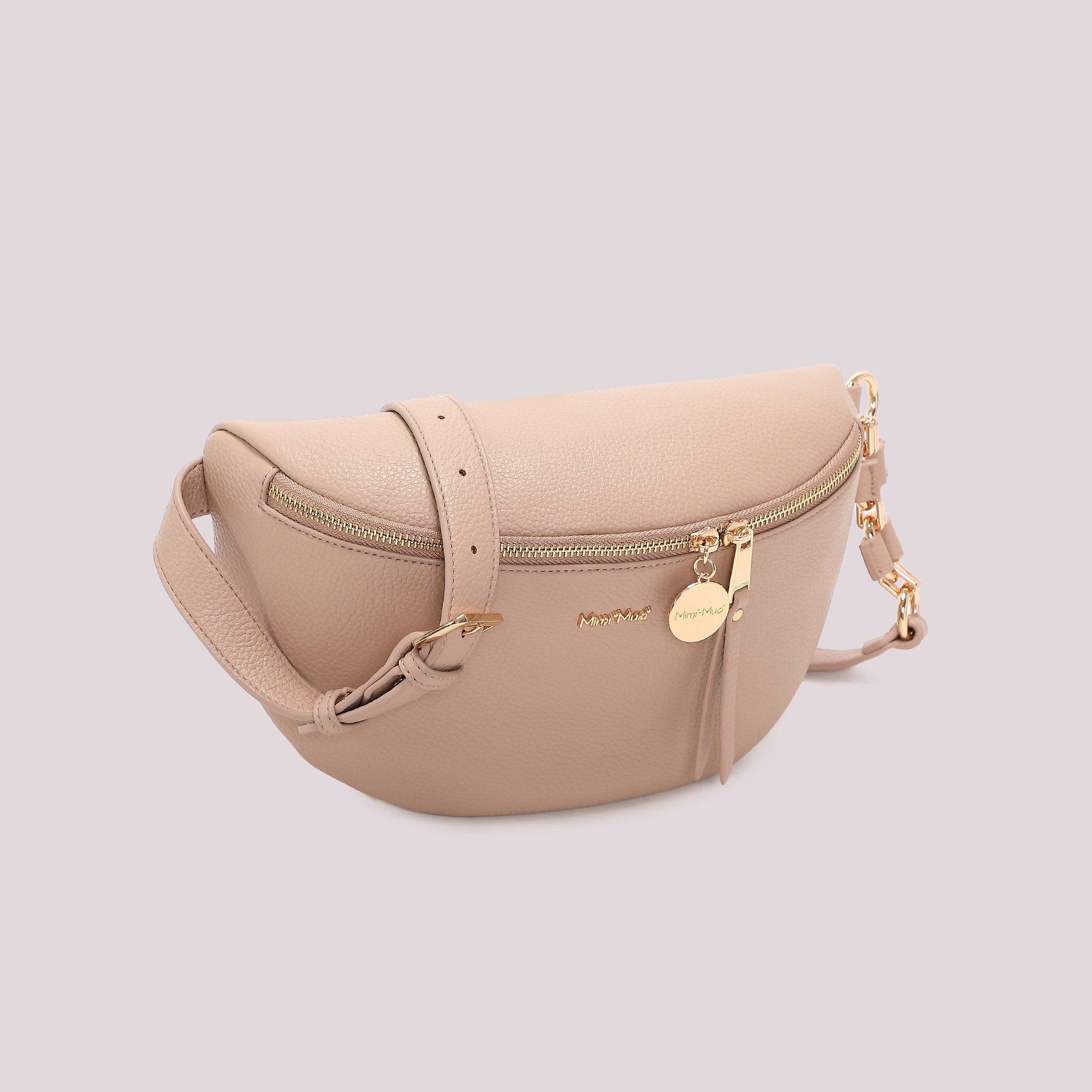Marsupio donna Mimi Mua effetto pelle con zip e dettagli dorati Nude TU | Giò Fashion