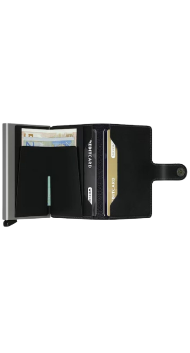 Portafoglio Secrid Miniwallet in pelle con protezione RFID e chiusura a bottone Nero TU | Giò Fashion