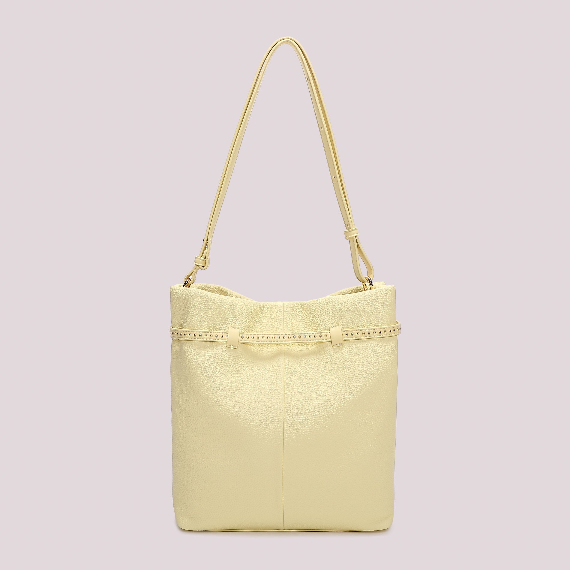 Borsa a spalla Mimi Mua capiente con dettaglio cintura borchiata GIALLO CHIARO TU | Giò Fashion