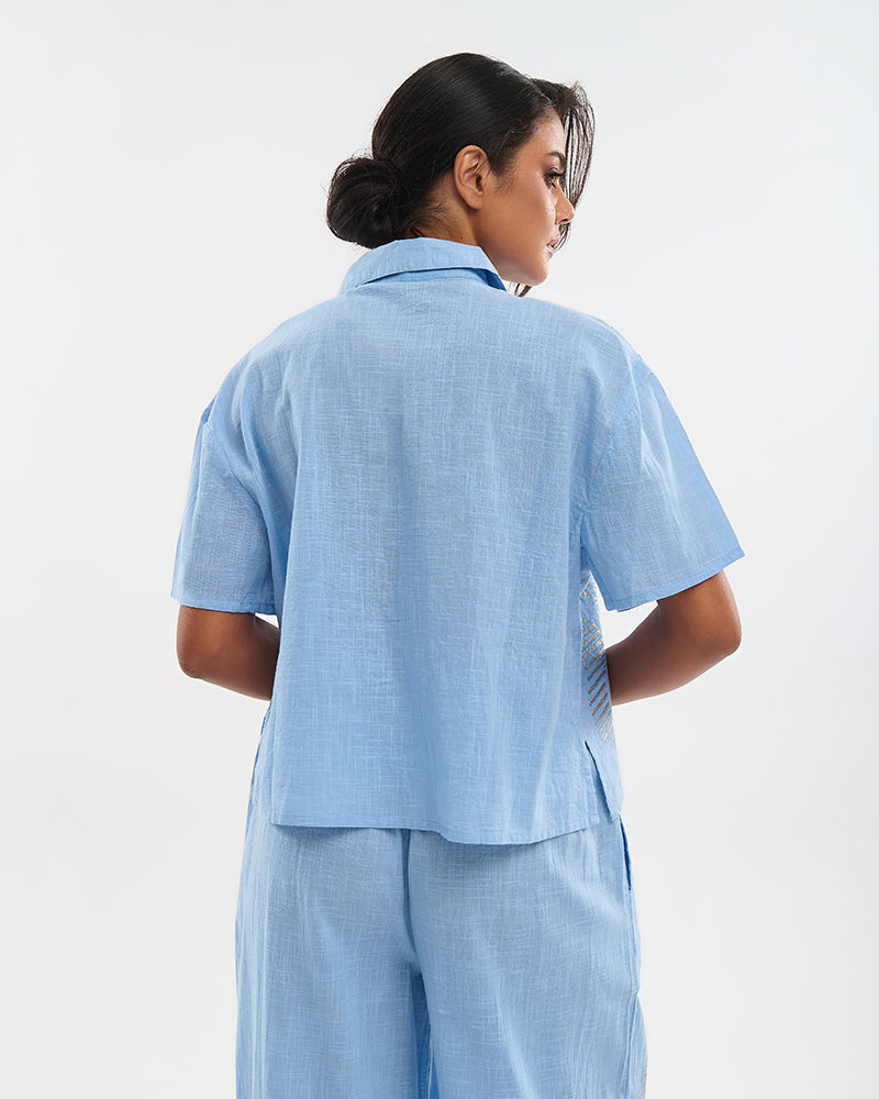 Ble Resort Collection Camicia a Maniche Corte con Paillettes