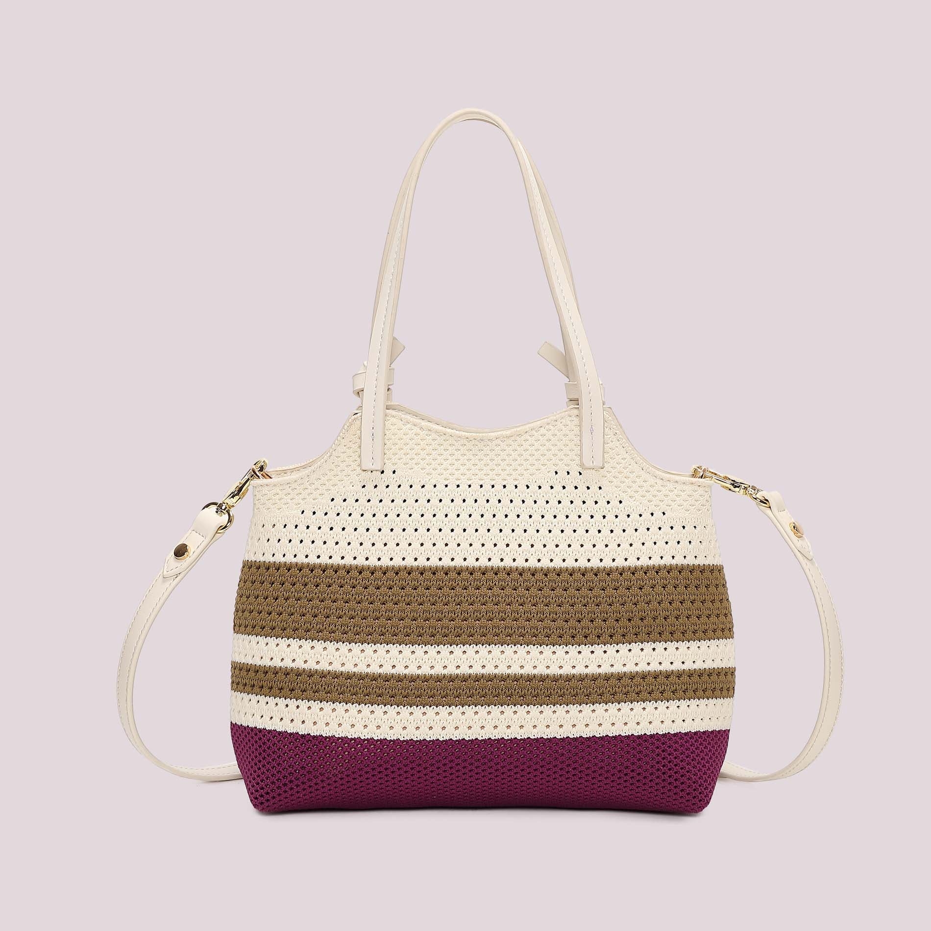 Borsa a spalla Mimi Mua in tessuto lavorato con doppi manici e tracolla removibile VINO TU | Giò Fashion