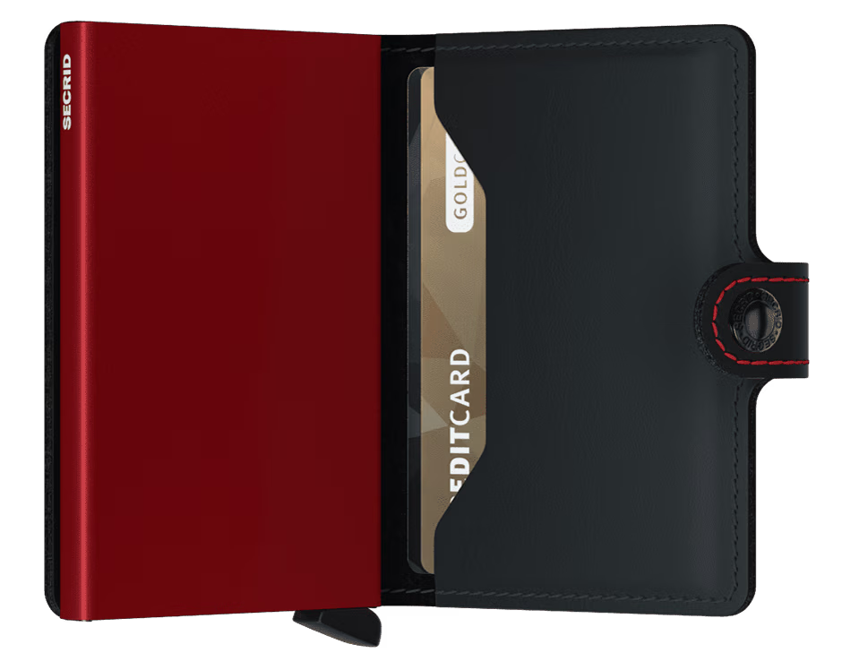 Portafoglio Secrid Miniwallet in pelle con protezione RFID e cuciture a contrasto
