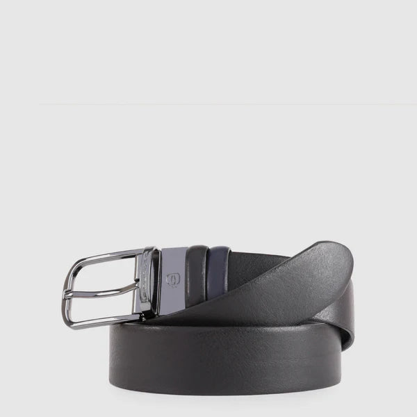 Cintura reversibile Piquadro in pelle con fibbia regolabile NERO BLU TU | Giò Fashion