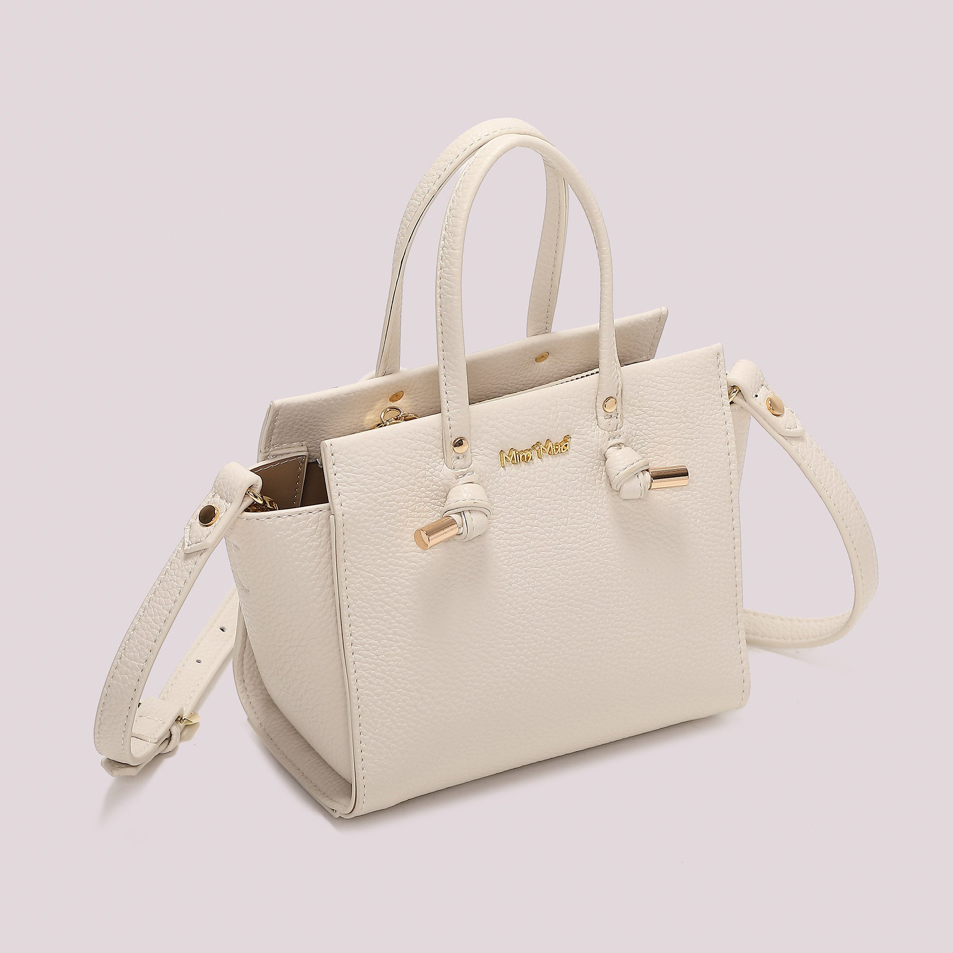 Borsa tote donna beige Mimi Mua con manici lunghi e tracolla PANNA TU | Giò Fashion