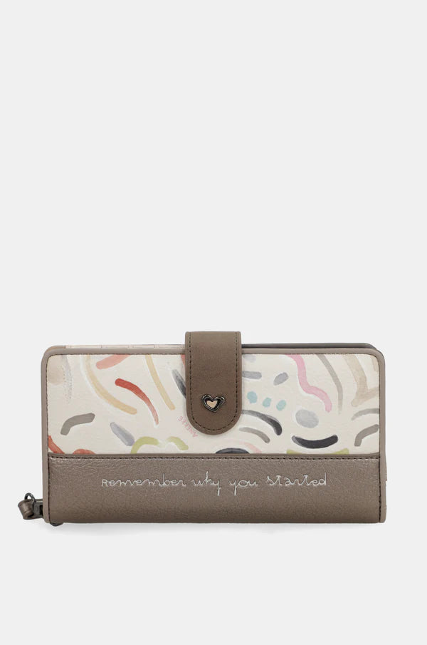Portafoglio donna Anekke grande con zip e laccetto da polso Beige TU | Giò Fashion