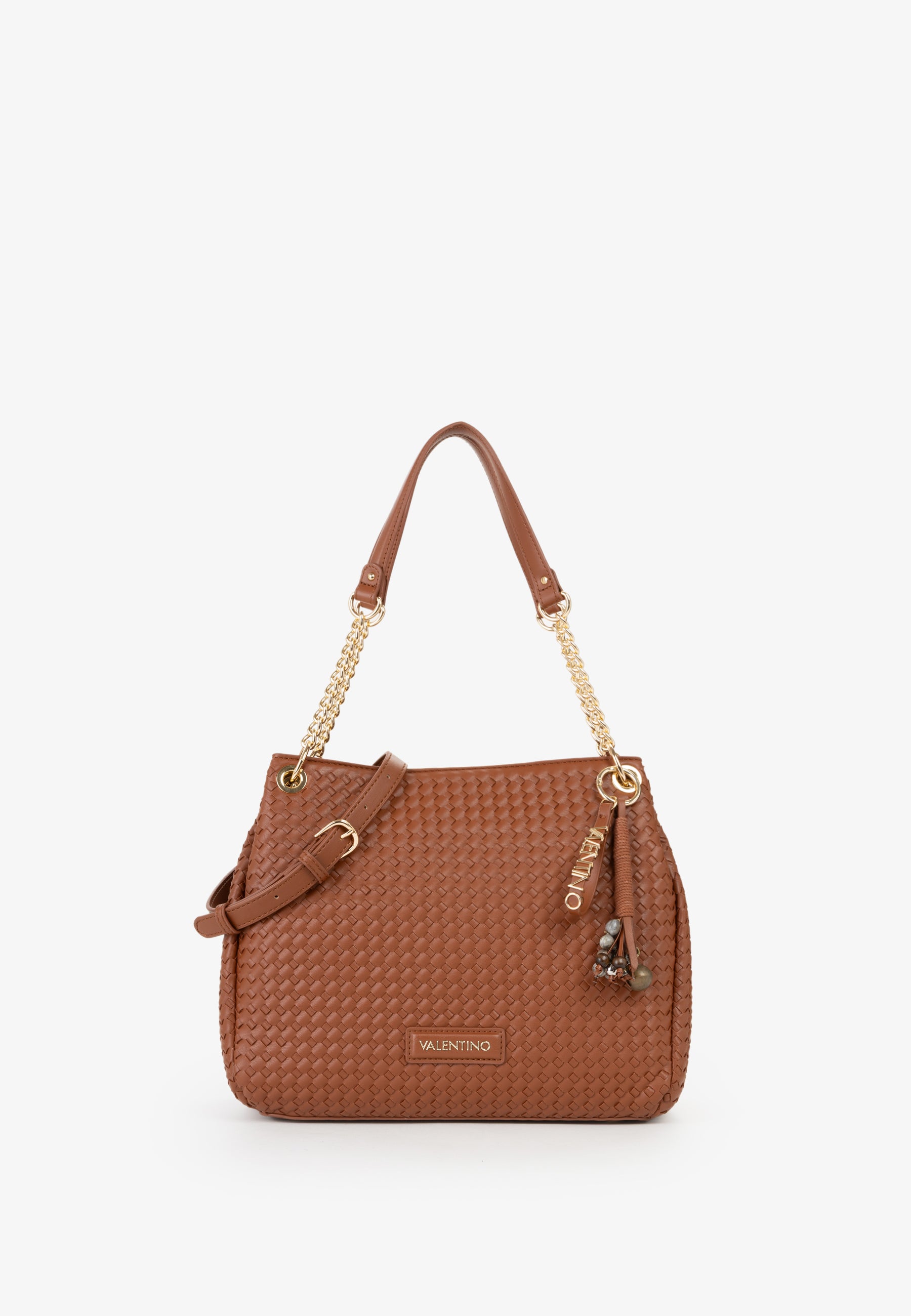Borsa a spalla donna Mario Valentino intreccio elegante con catena e tracolla regolabile Cuoio TU | Giò Fashion