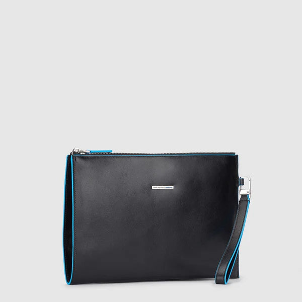Piquadro pochette da uomo piatta con zip e laccio da polso in pelle NERO TU | Giò Fashion