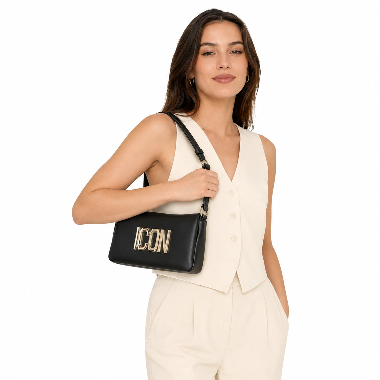 Borsa Icon Donna Piccola a Spalla con Patta