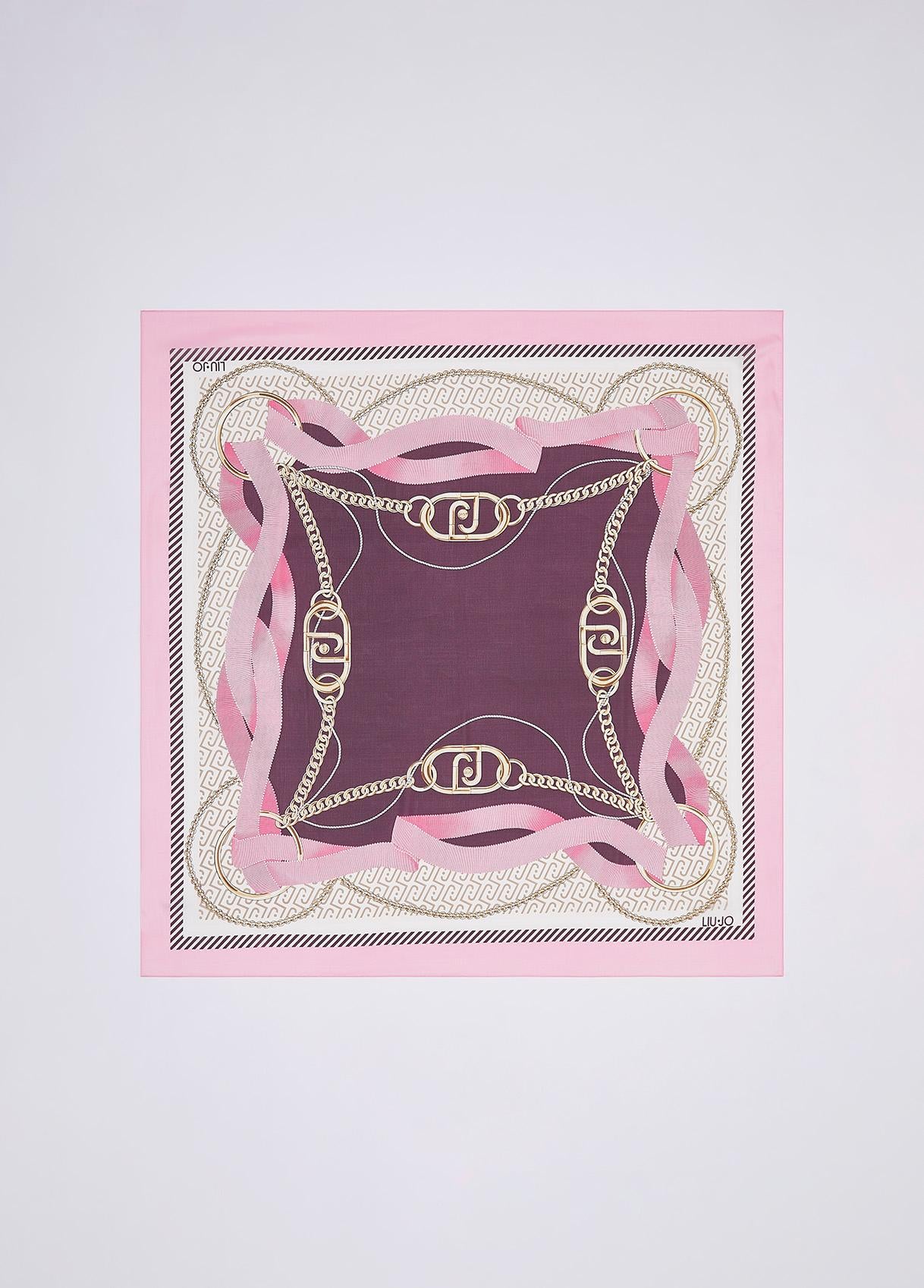 Foulard Liu Jo donna con stampa catene e logo Peaches TU | Giò Fashion