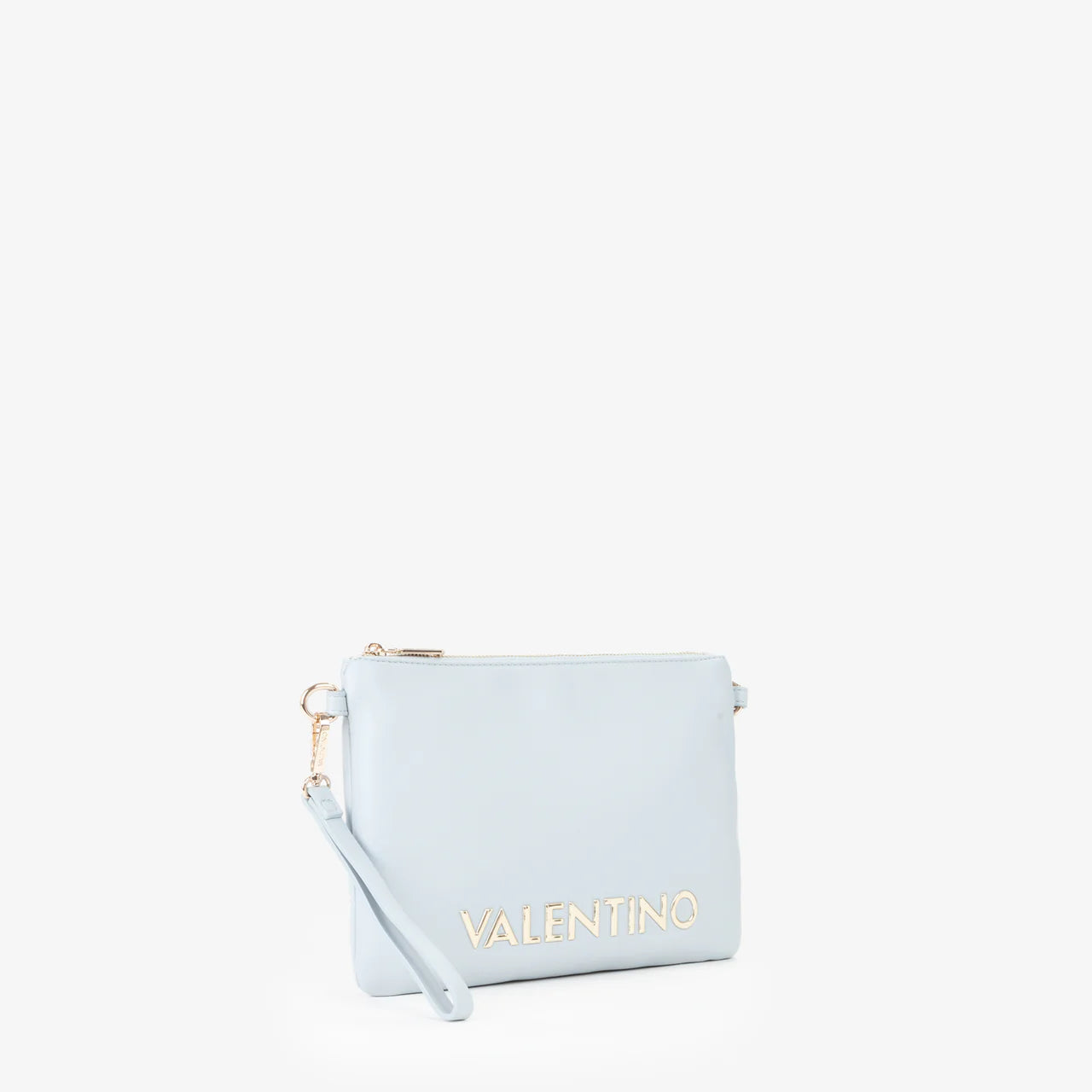 Valentino pochette donna elegante con tracolla e logo frontale AZZURRO TU | Giò Fashion