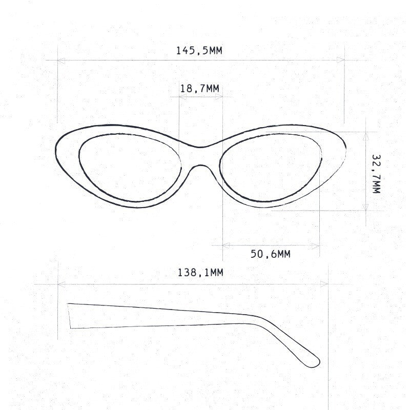 OKKIA Lina Occhiali da Sole Donna Small Cat Eye con Lenti Sfumate e Protezione UV400