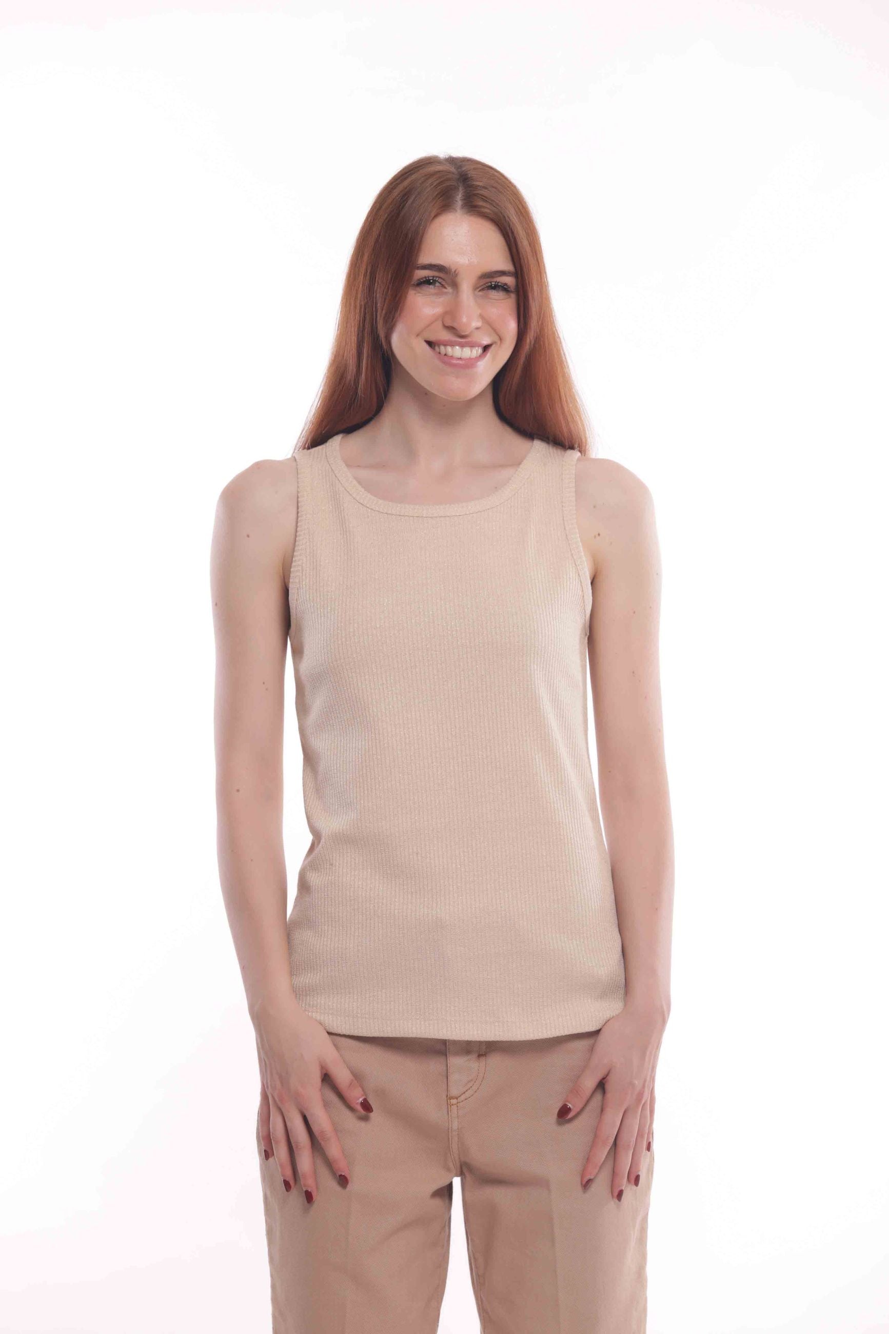 Mimi Mua top a costine con lurex Oro XL | Giò Fashion