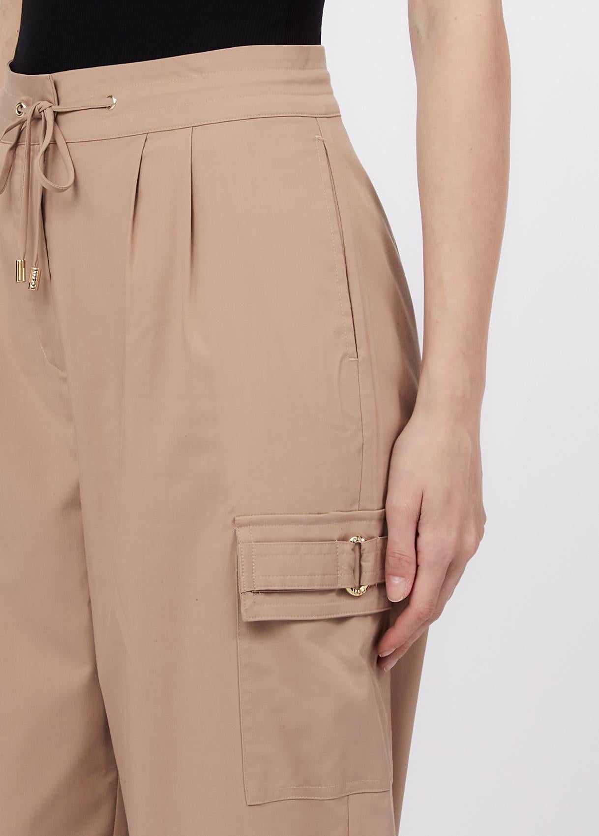 Pantaloni cargo Liu Jo donna con coulisse in vita e tasche applicate Almond XS | Giò Fashion