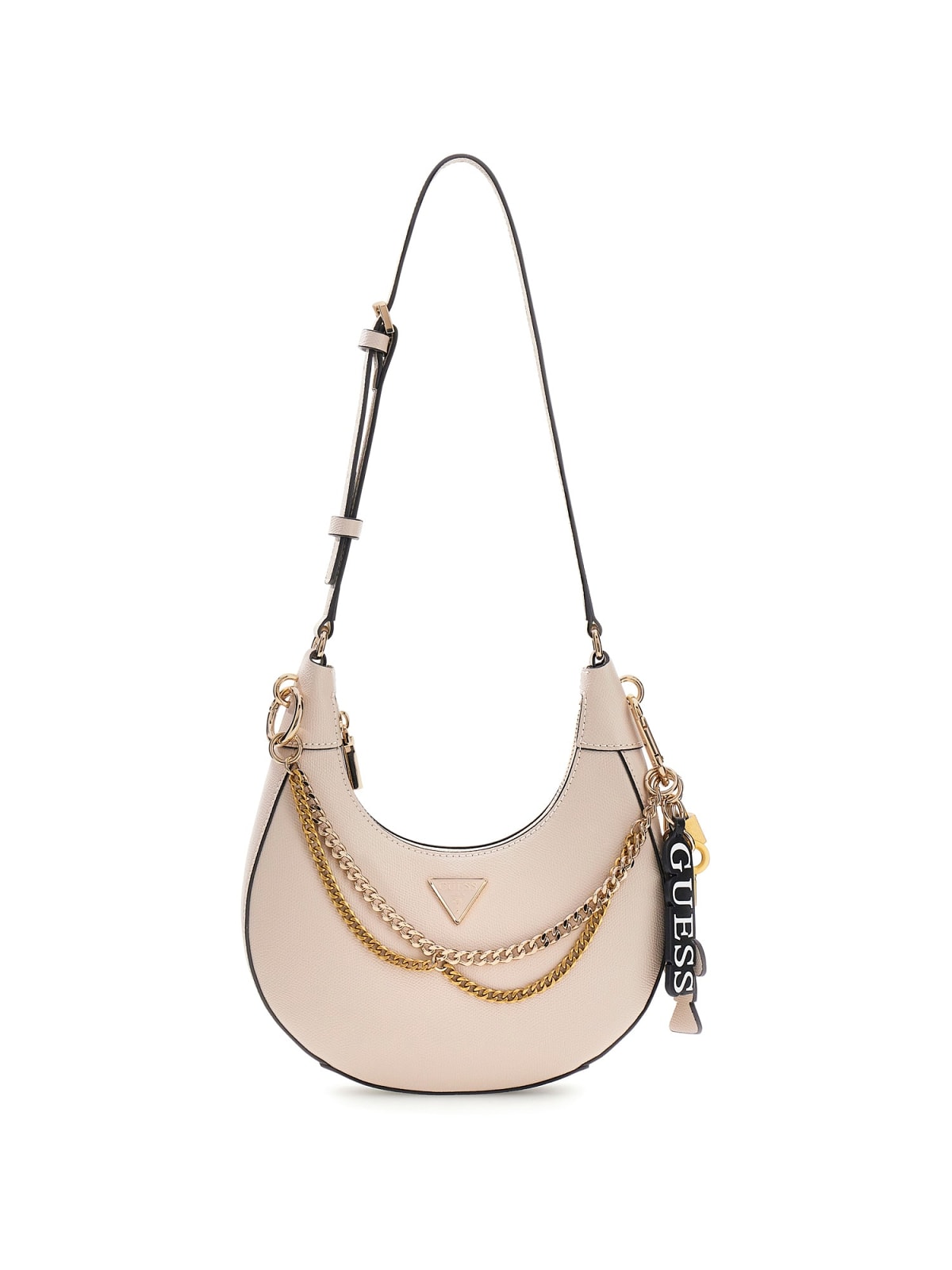 Borsa a spalla Guess donna design hobo con catene decorative e charm TAUPE TU | Giò Fashion