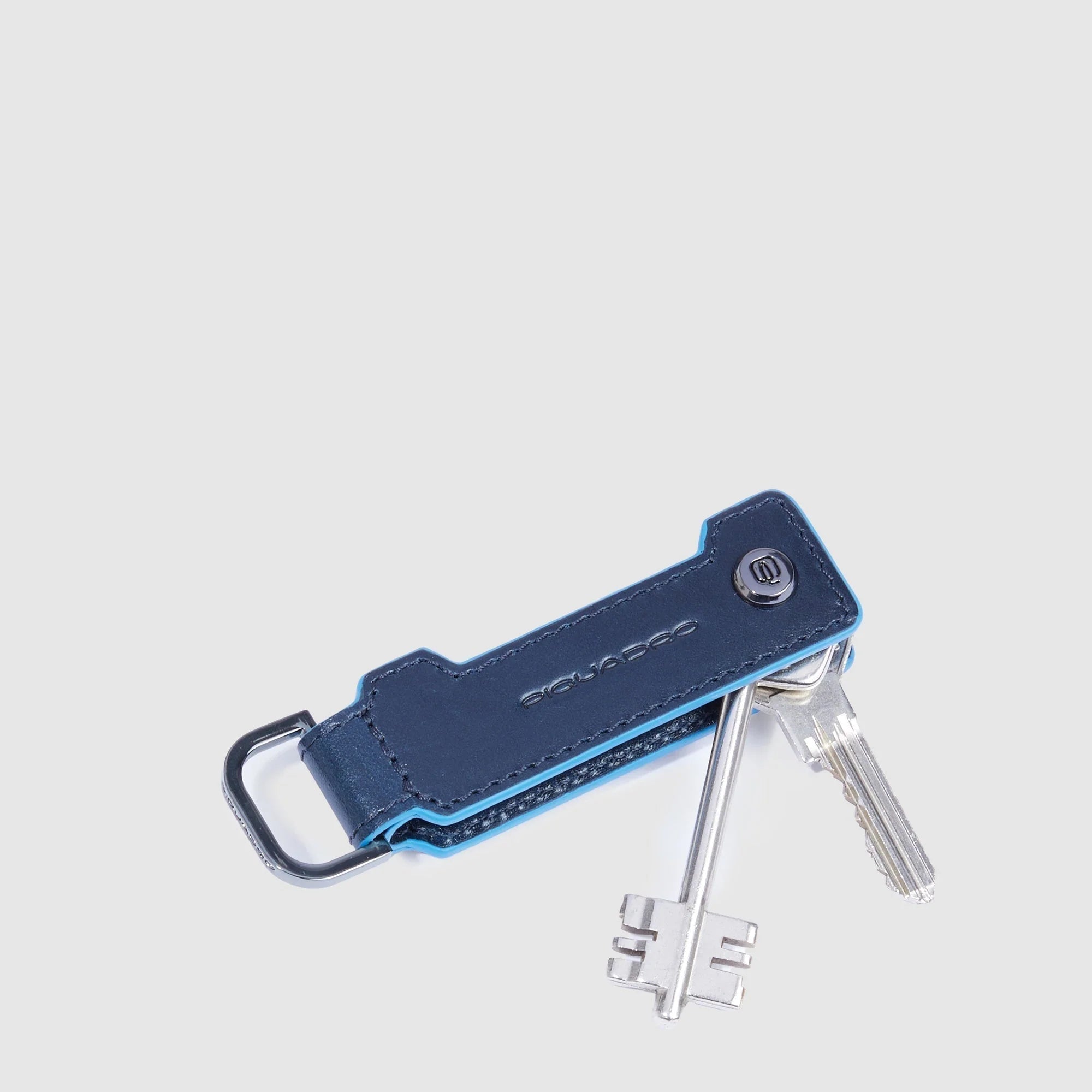 Piquadro Portachiavi Casa in Pelle Blue Square Blu Notte