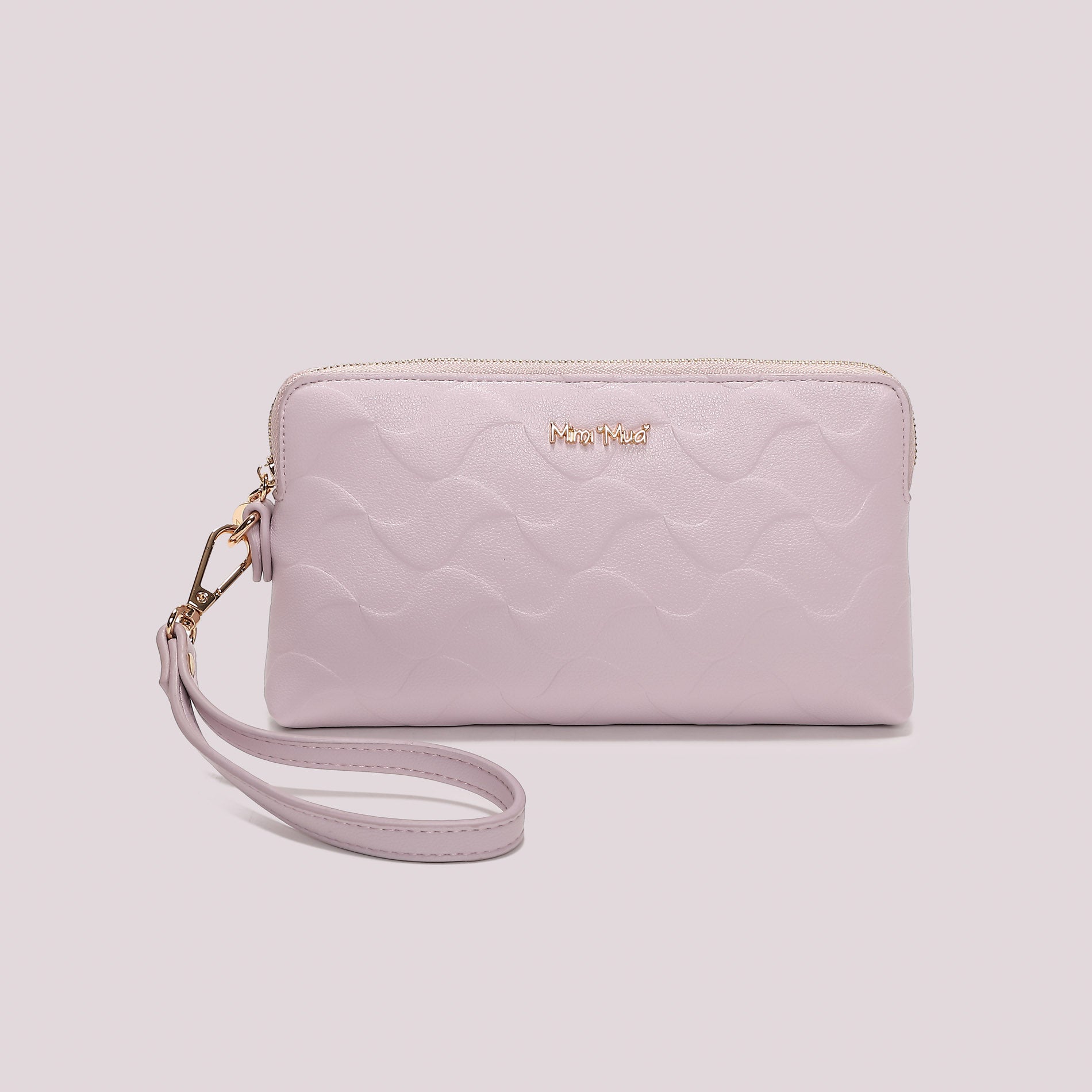 Portafoglio donna Mimi Mua con zip e laccetto da polso design moderno Lilla TU | Giò Fashion