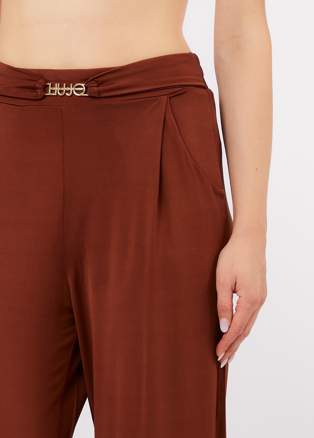 Pantaloni Palazzo Liu Jo Donna con Dettaglio Logo in Vita