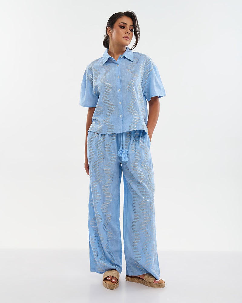 Ble Resort Collection Camicia a Maniche Corte con Paillettes