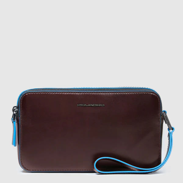 Piquadro pochette da uomo con chiusura zip e laccio da polso in pelle MOGANO TU | Giò Fashion