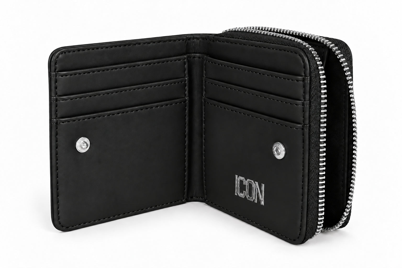 Portafoglio piccolo con maxi logo dorato e scomparto con zip