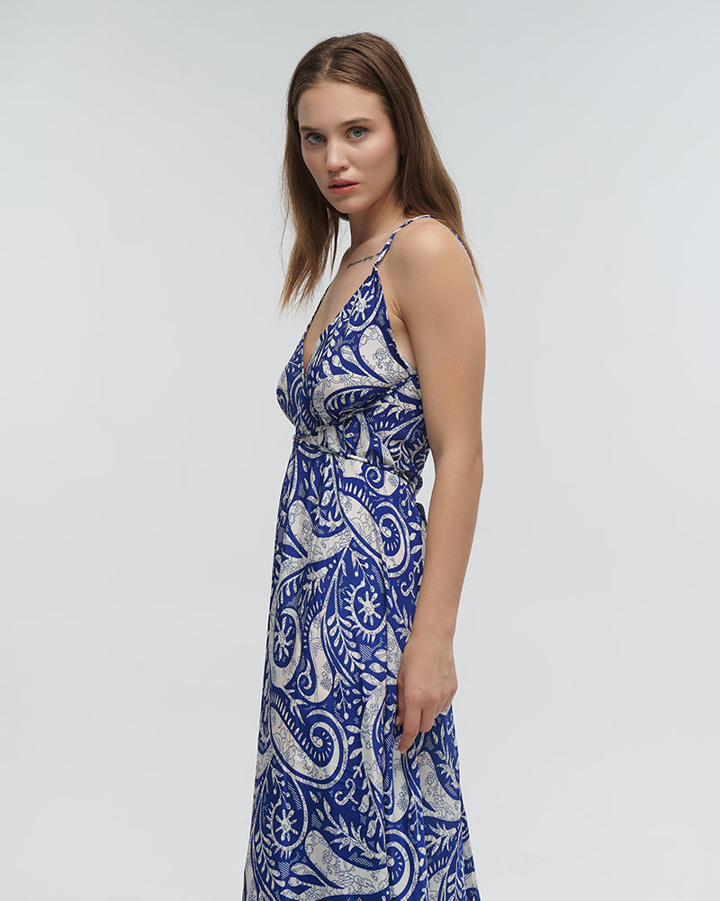 Ble Resort Collection Abito Lungo con Stampa e Schiena Scoperta
