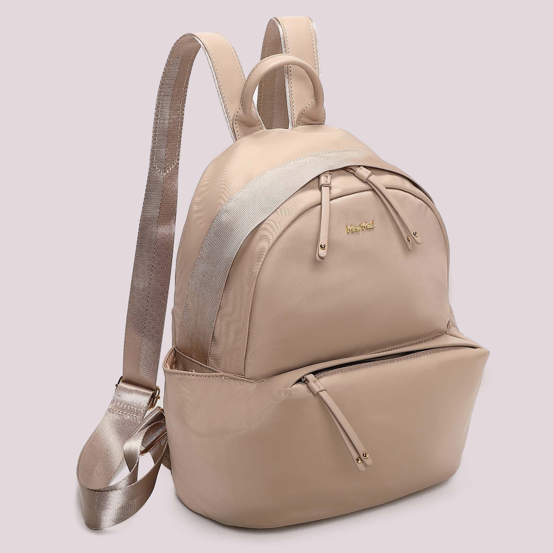 Zaino donna Mimi Mua elegante con tasca frontale e chiusura zip TAUPE TU | Giò Fashion
