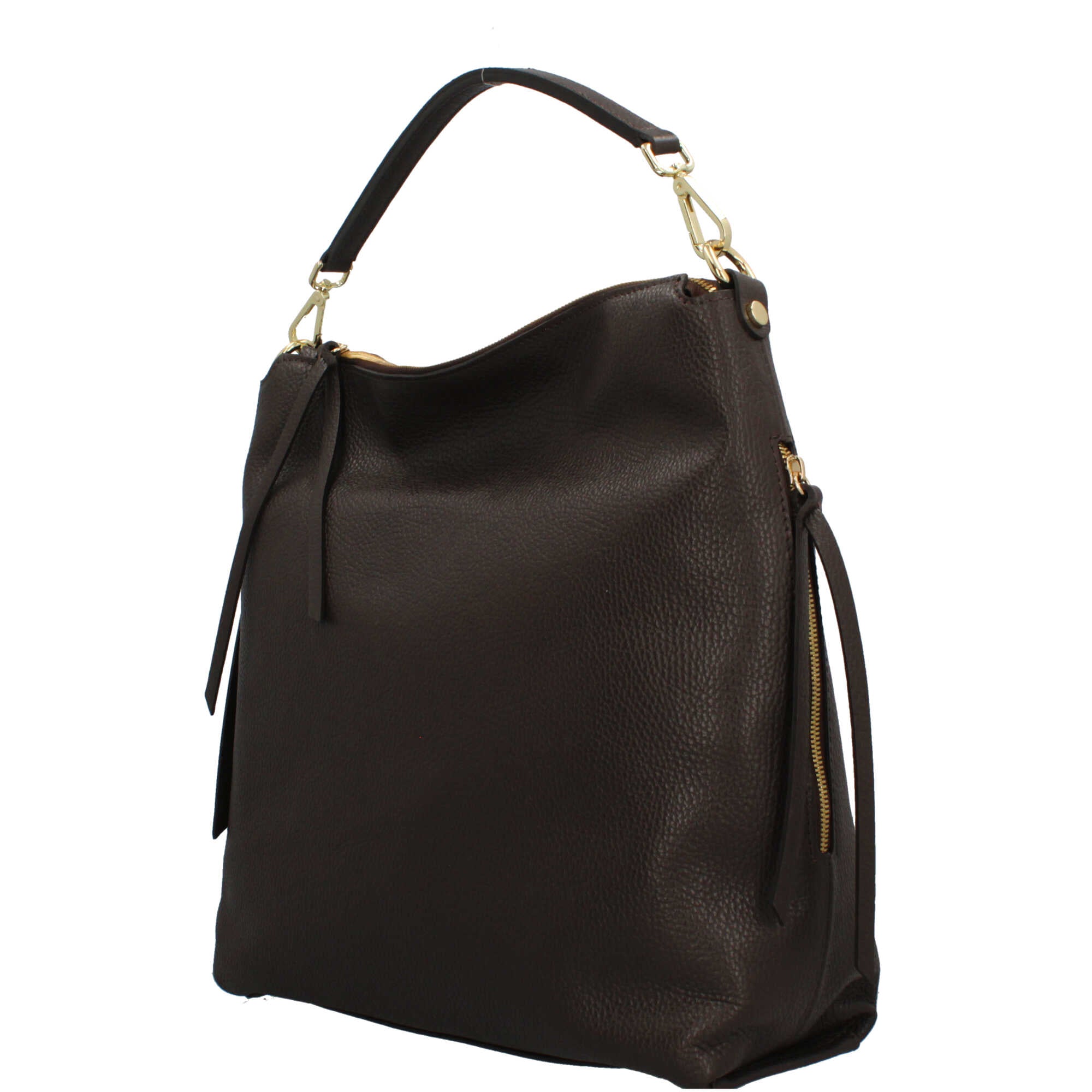 Borsa a spalla Made in Italy in pelle con tracolla rimovibile Marrone TU | Giò Fashion